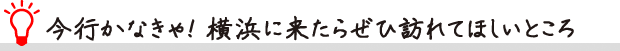 今行かなきゃ！横浜に来たらぜひ訪れて欲しいところ